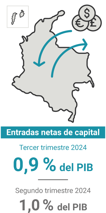 Las entradas netas de capital en el tercer trimestre de 2024 representaron el 0,9 % del PIB. En el trimestre anterior, el 1,0 %.