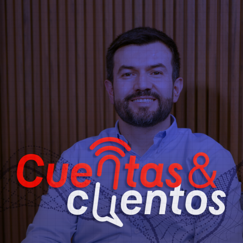 Cover image for Episode 28 of the 'Cuentas y cuentos' podcast, with Javier Miguélez