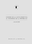Portada del Informe de la Junta Directiva al Congreso de la República, marzo de 2002