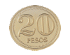 Imagen del reverso de la moneda de 20 pesos de 2004